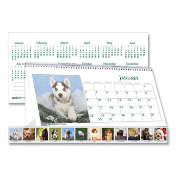 House of Doolittle™ Earthscapes Recycled Desk Tent Monthly Calendar, Puppies Photography, 8.5 X 4.5, White-multicolor Sheets, 2022 freeshipping - TVN Wholesale
